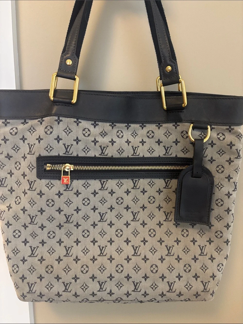 Louis Vuitton blue gray Monogram Canvas Tote Bag mini Lin Lucille
